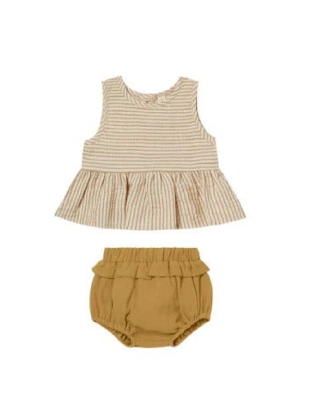 Quincy Mae | Sleeveless Peplum Set - Ocre Stripe